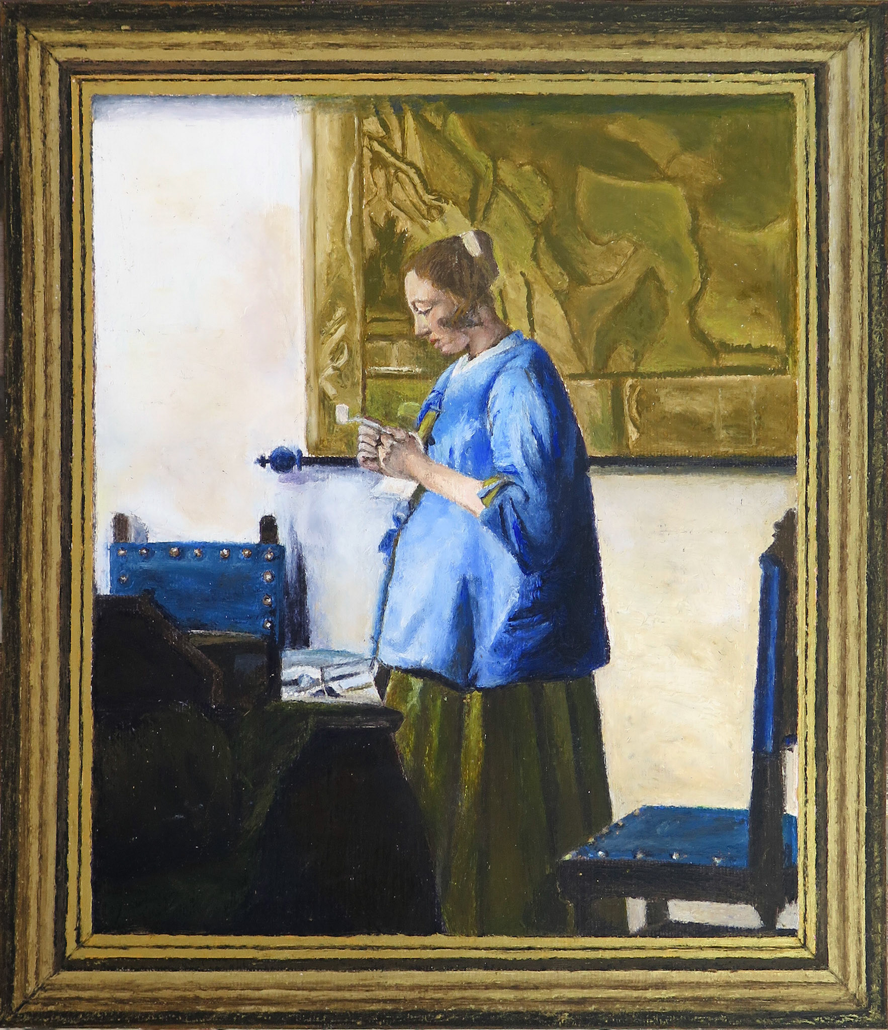 Kaplan and Carmel, 2020 | Vermeer Johannes, Woman Reading a Letter, 1662-1663, replica framed by the Soberman's
