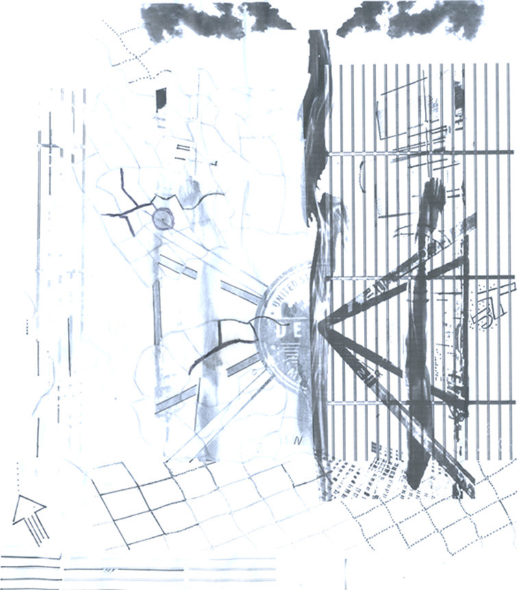 Photo-montage of five characteristics used in design a point, line, grid, territory, and net.