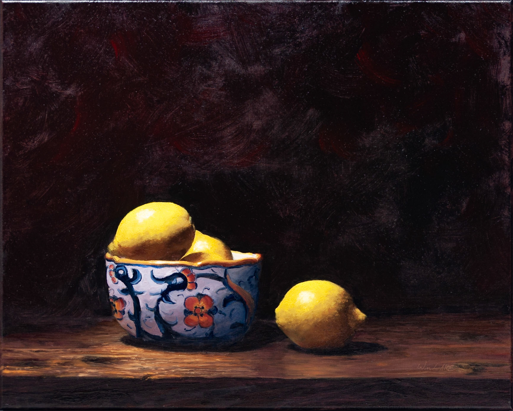William Lake, "Paula's Bowl with Lemons," Oil on Linen, 16x20