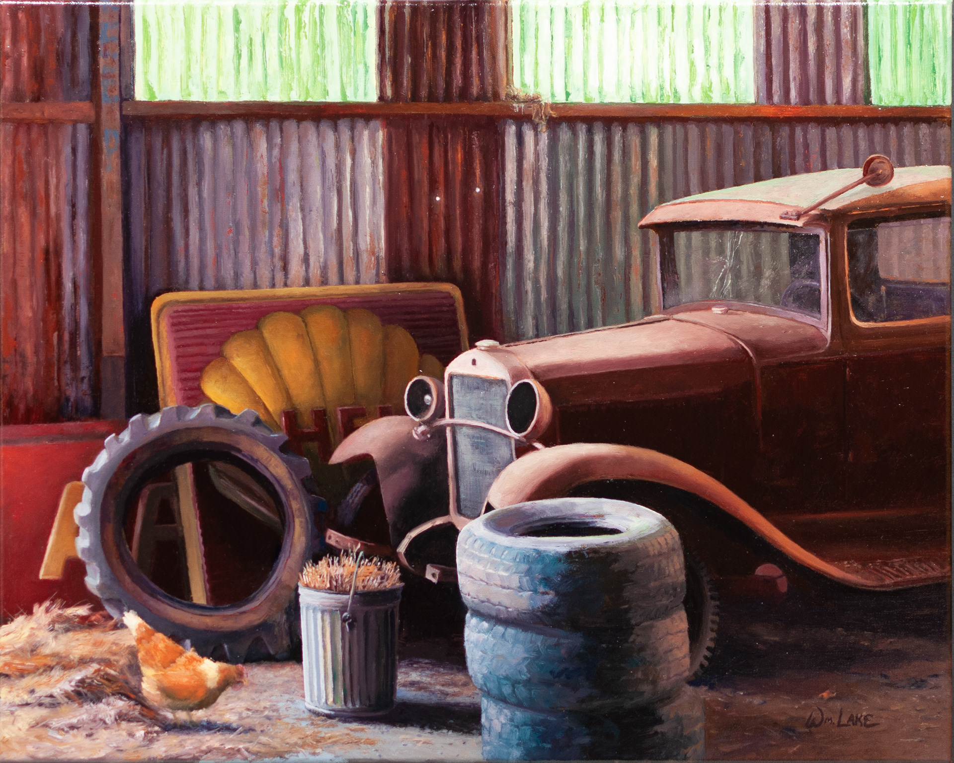 William Lake, "Remnants of the Truck Graveyard, Columbia, VA," Oil on Linen, 16x20