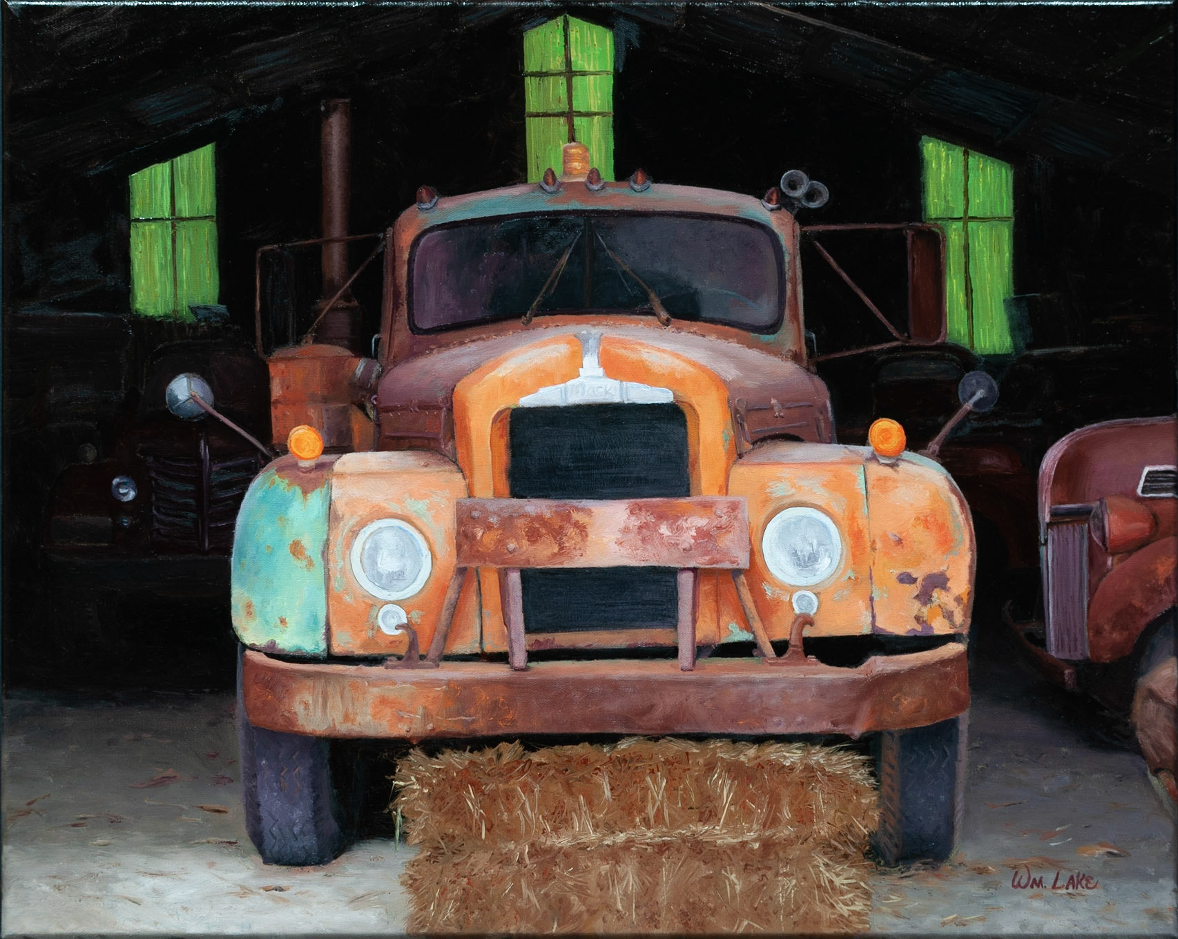 William Lake, "Old Mack of the Truck Graveyard, Columbia, VA," Oil on Linen, 16x20