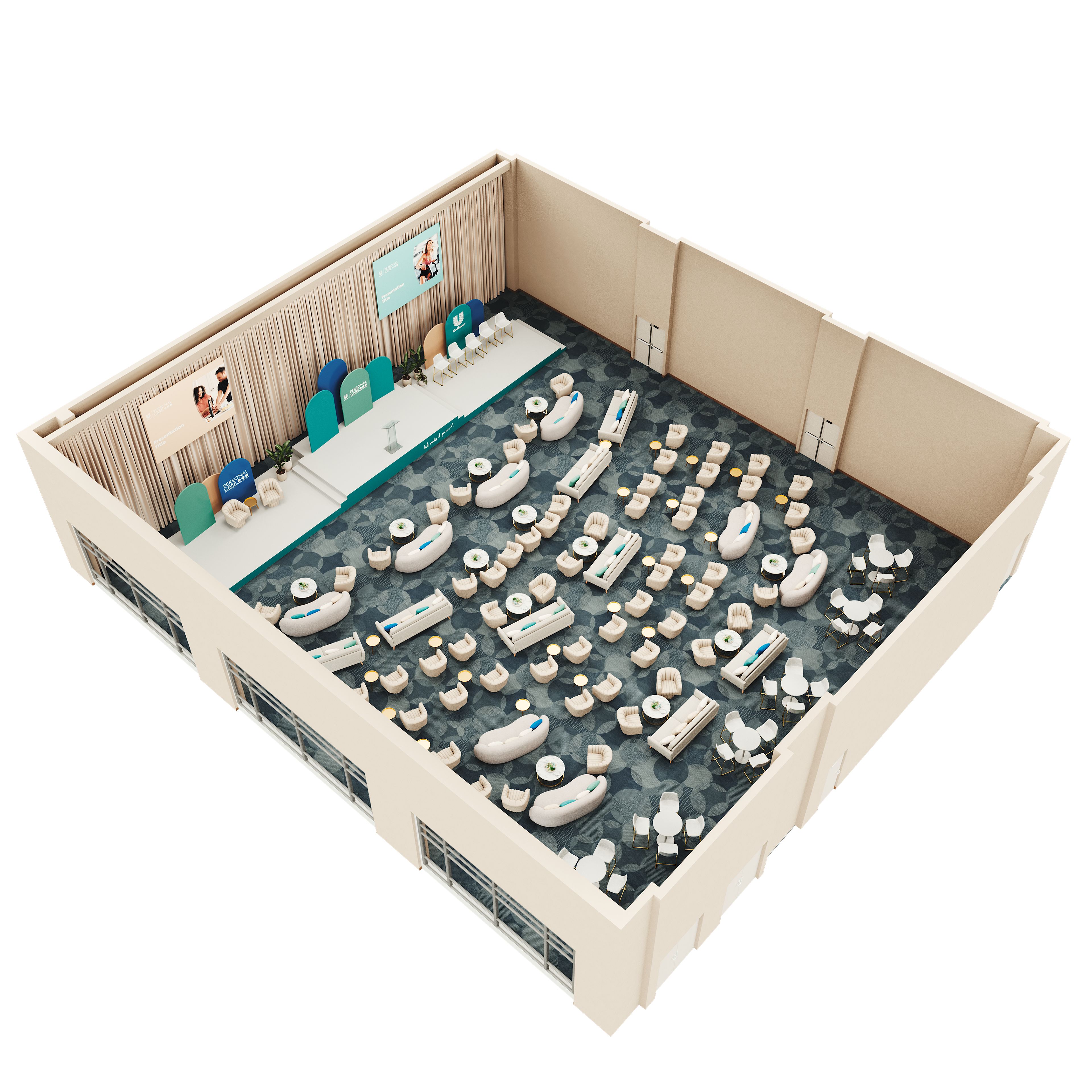 3D visualization of large-scale event environment and 3D layout of event