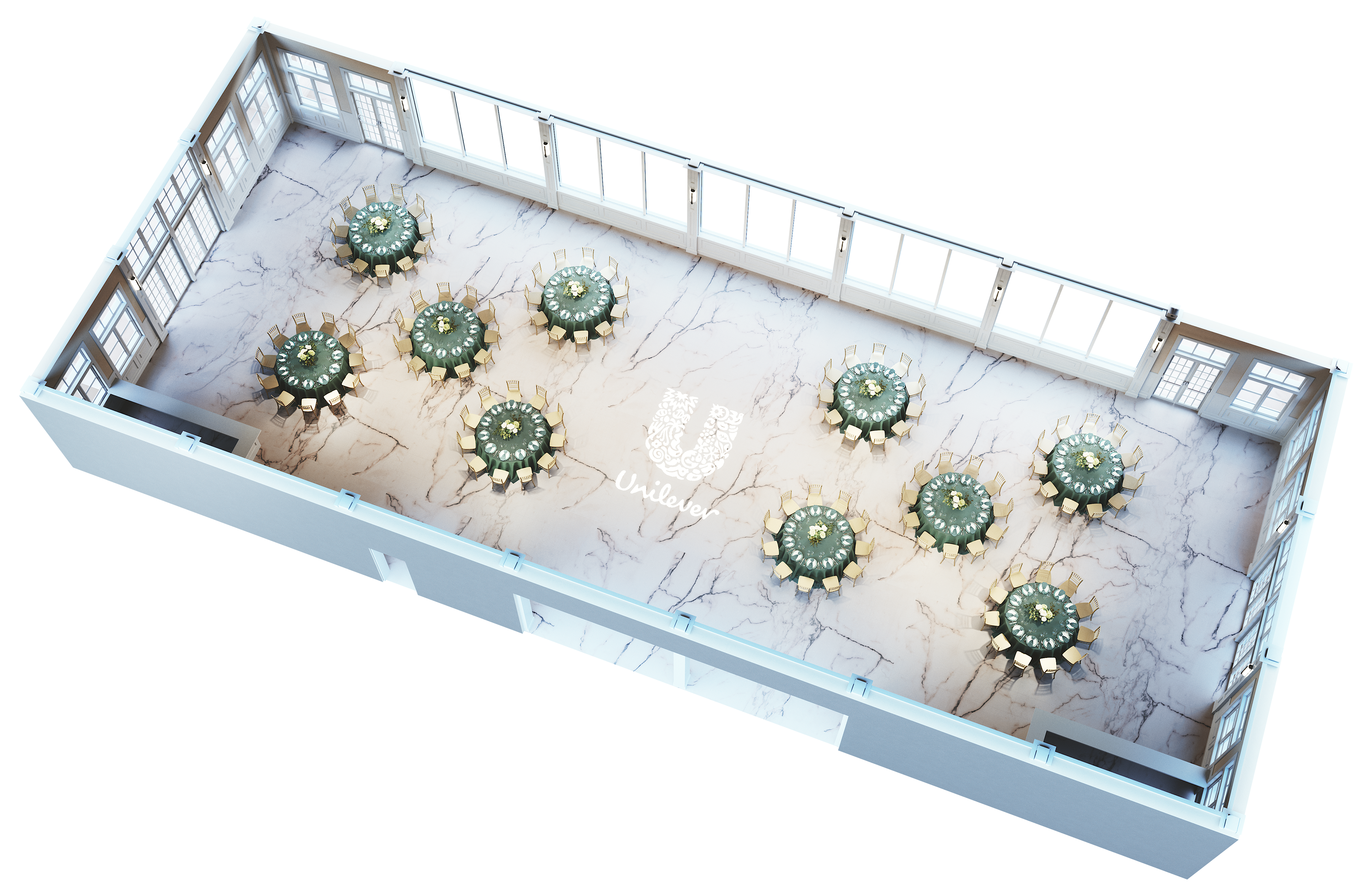 3D layout of event corporate gala experiential design visualization