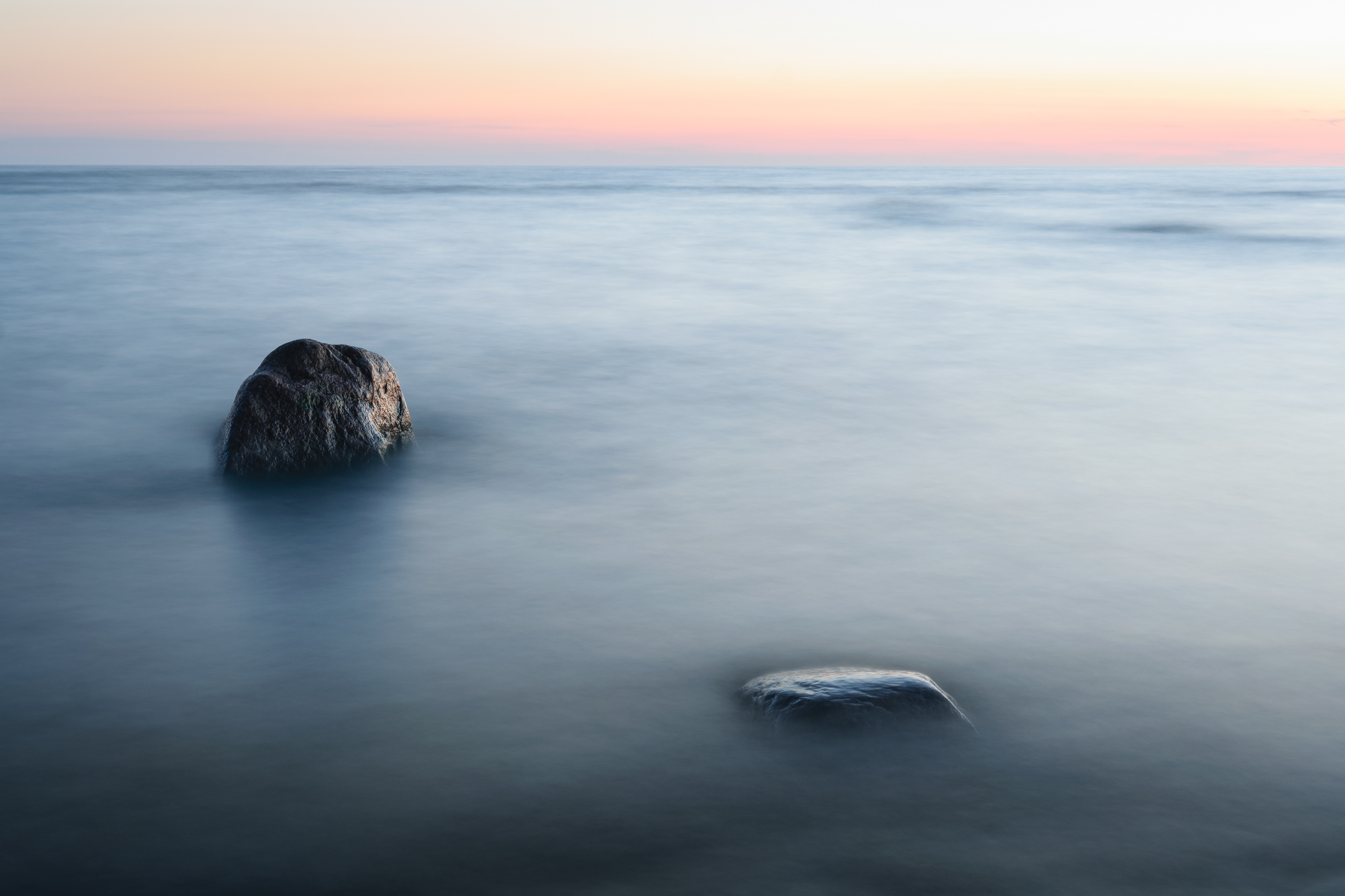 Stones the sea, long exposure photo