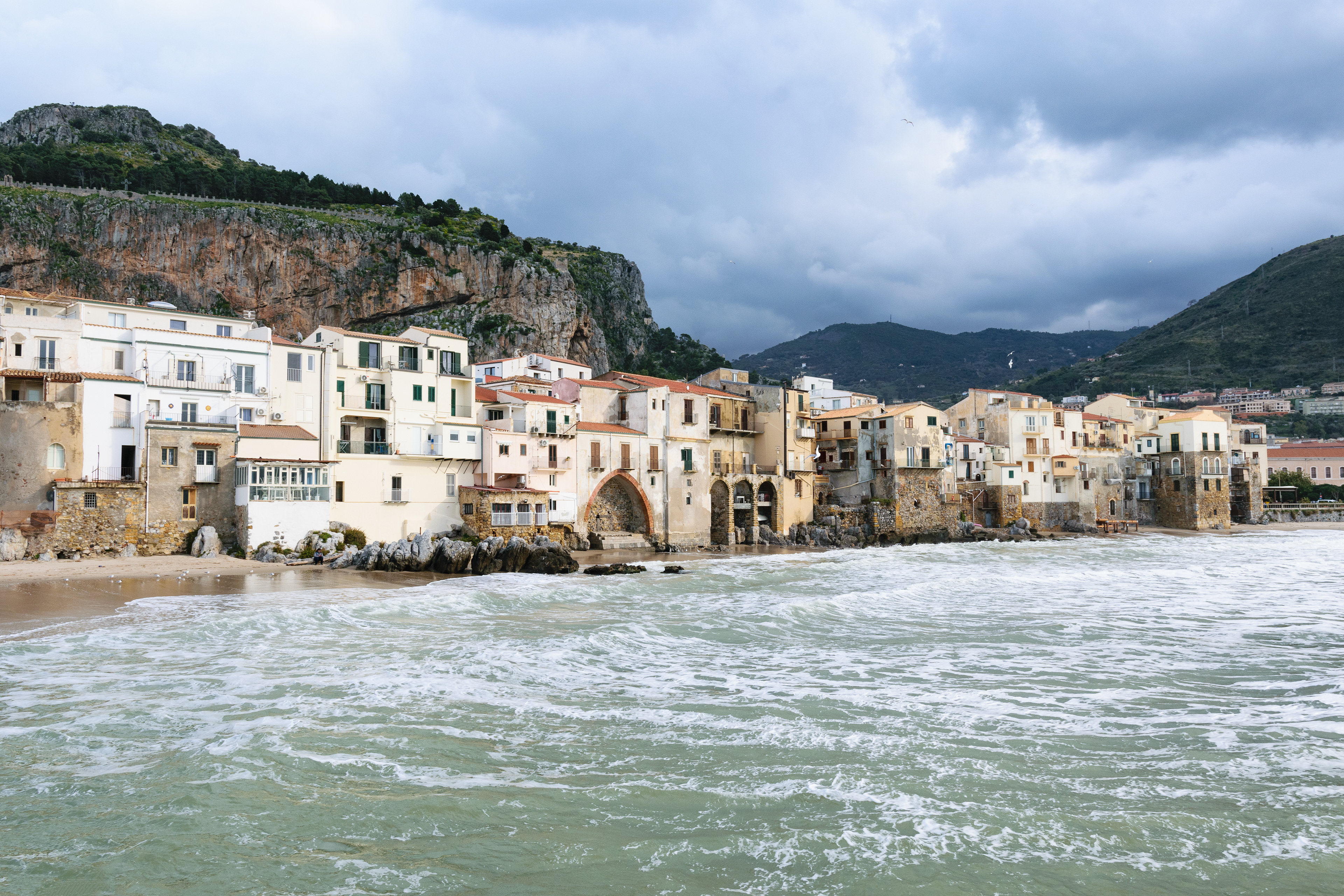 Cefalu beach in Sicily, Italy