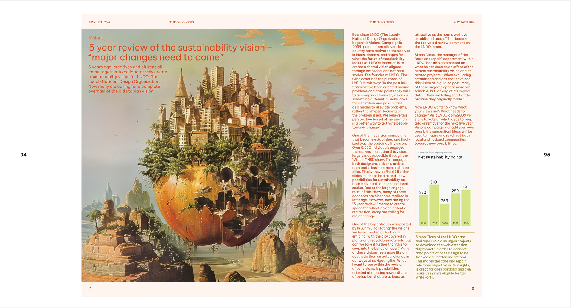 Newsletter example of concept "Five year review" and "Visions"""