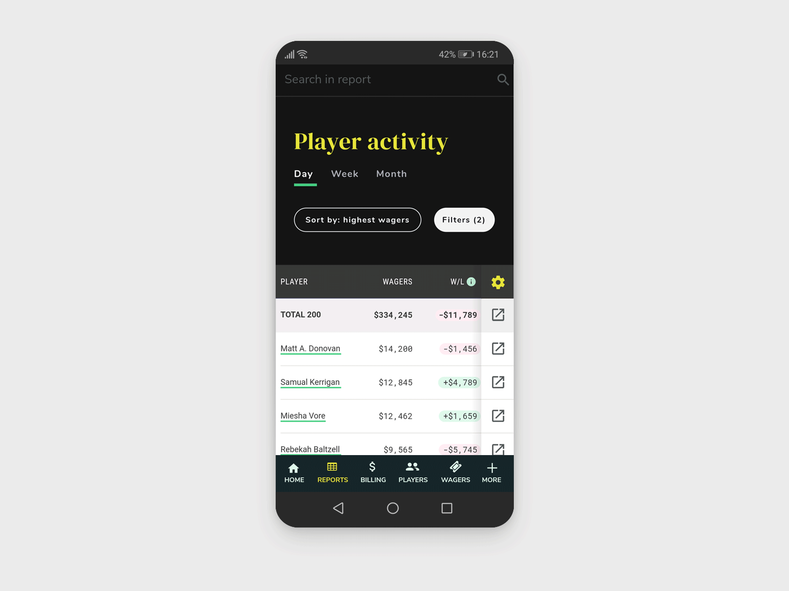 Animation of vertical scroll of the table on mobile.
