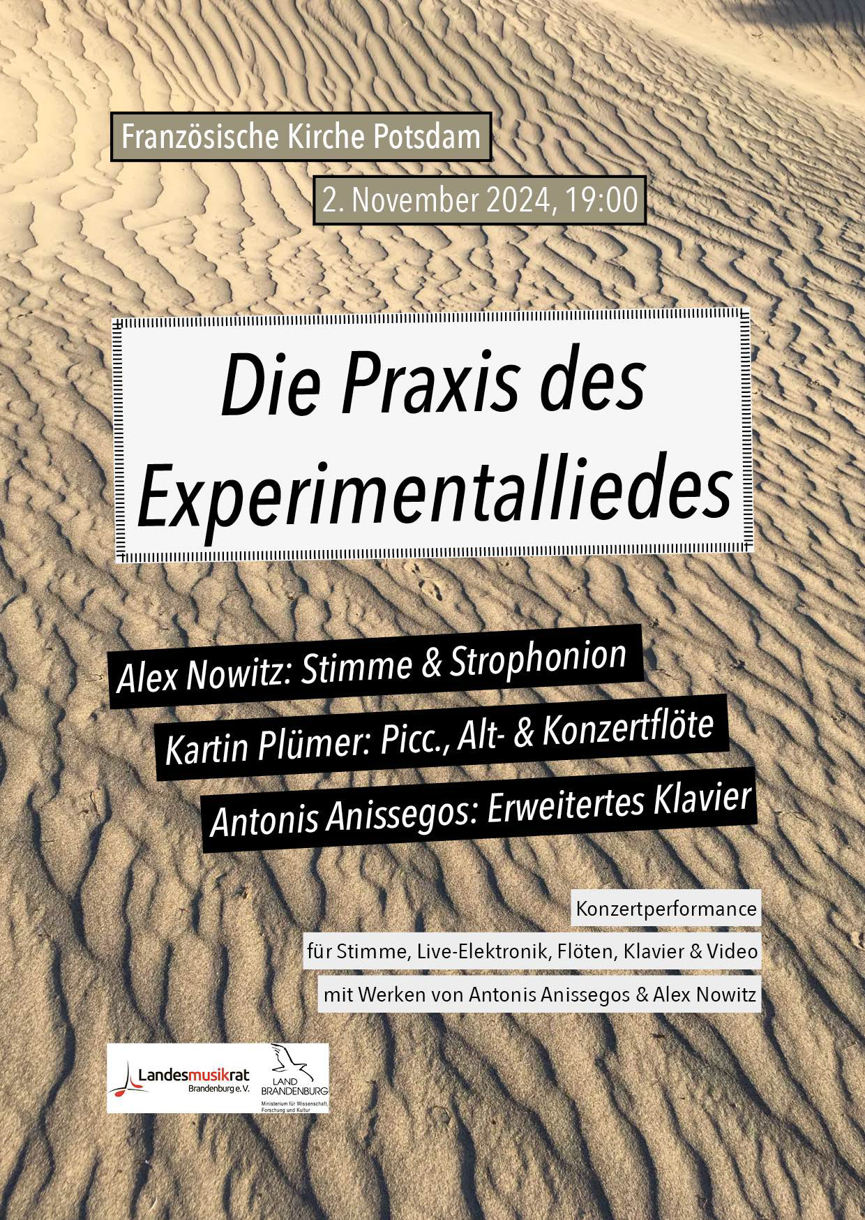 Poster for the concert performance 'Die Praxis des Experimentalliedes' [The practice of the experimental song]