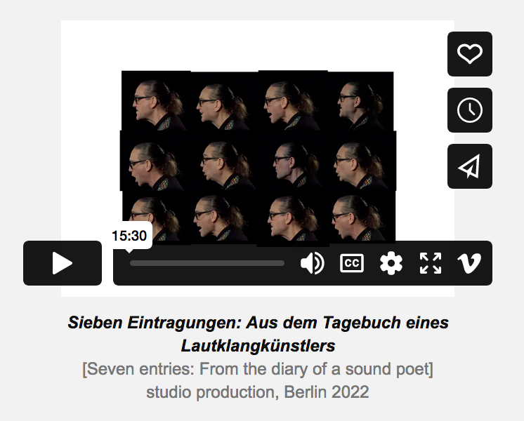 cover for vimeo site of Seven Entries: From the diary of a sound poet