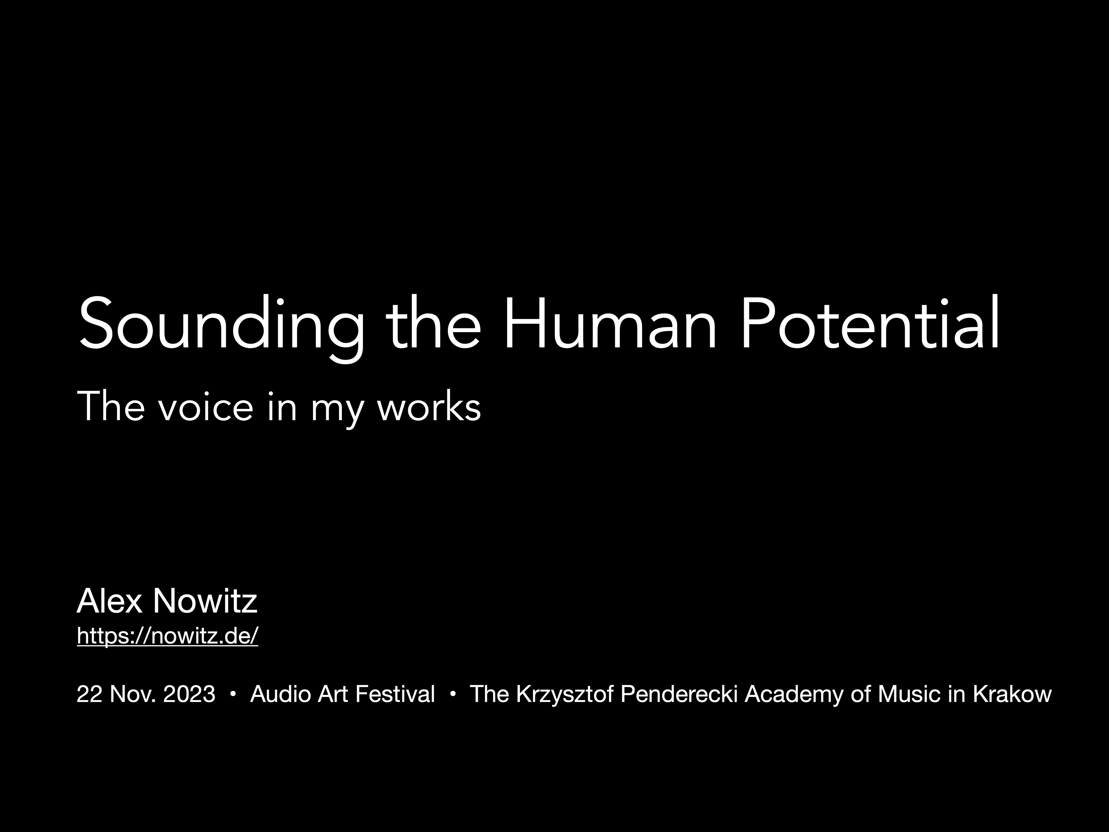 Cover of the lecture Alex Nowitz: "Sounding the Human Potential"