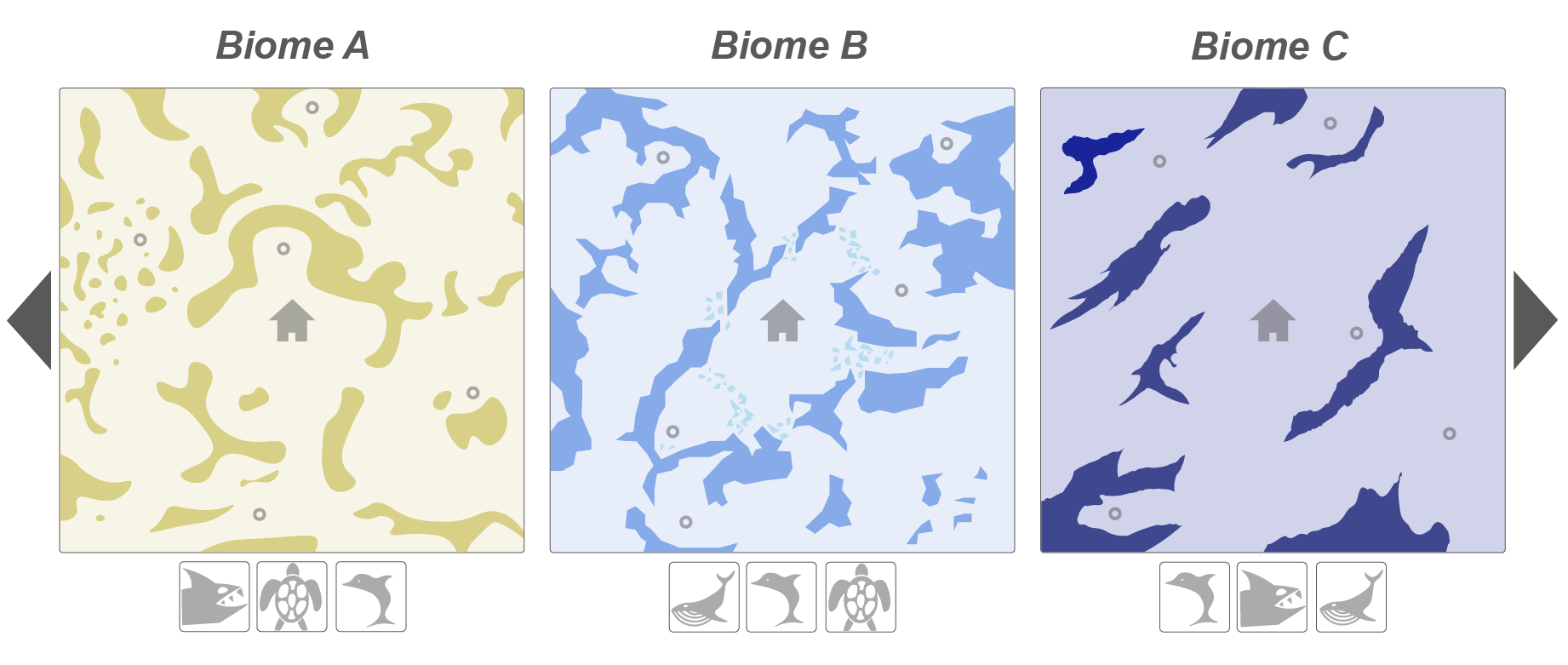 Stage - Mockup d'écran de sélection de biomes