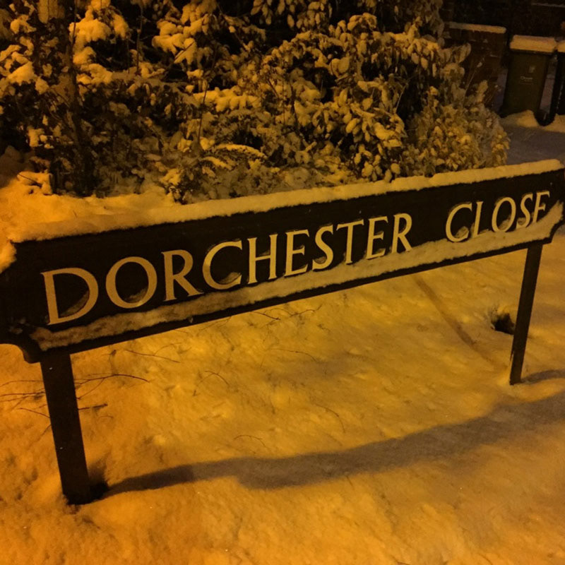 Snowfall at Dorchester Close, Oxford