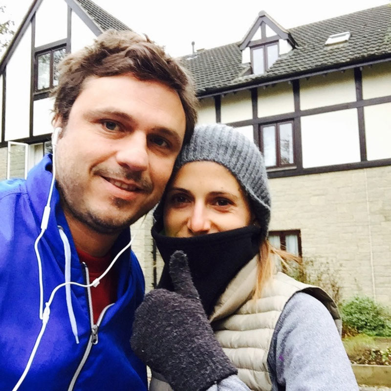With wifey at home before running