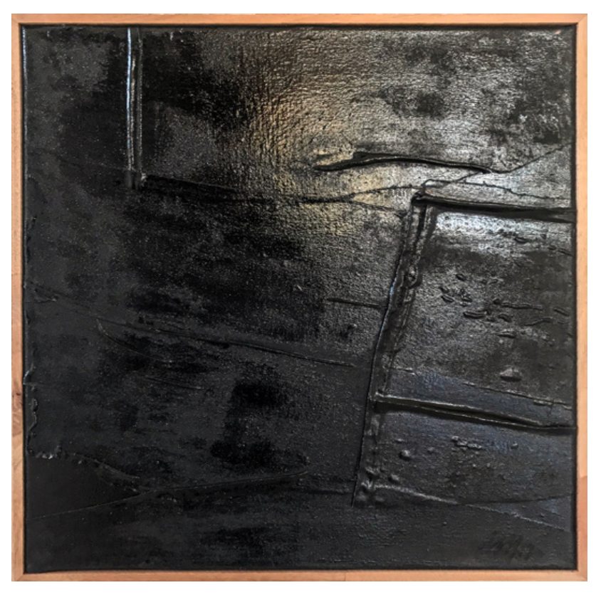 WET BLACK 1 MARCII MAGSON FABRIC & ENAMEL ON CANVAS ARTIST ORIGINAL