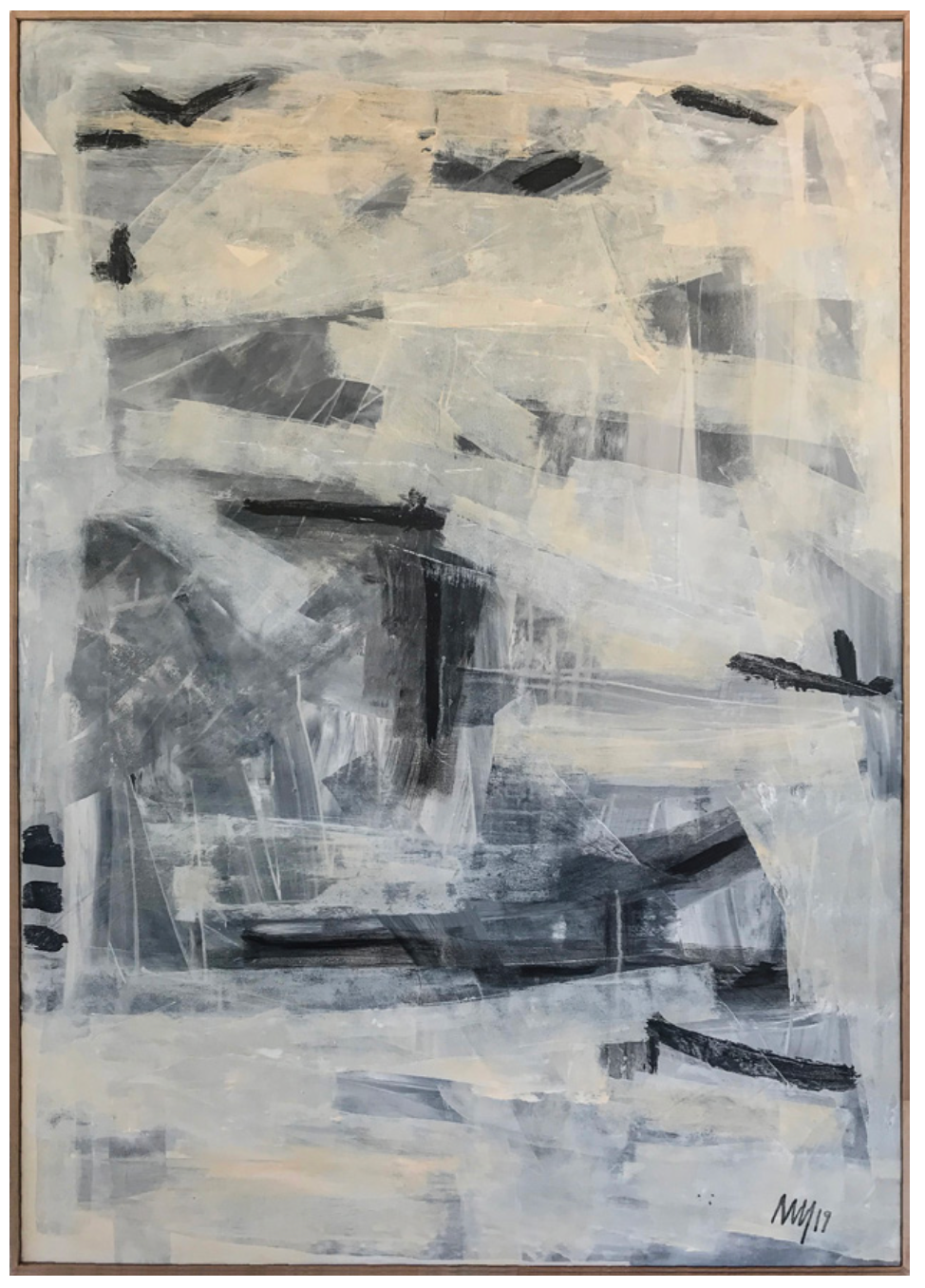 STRANGERS IN A CROWD MARCII MAGSON CHARCOAL & ACRYLIC ON CANVAS ARTIST ORIGINAL
