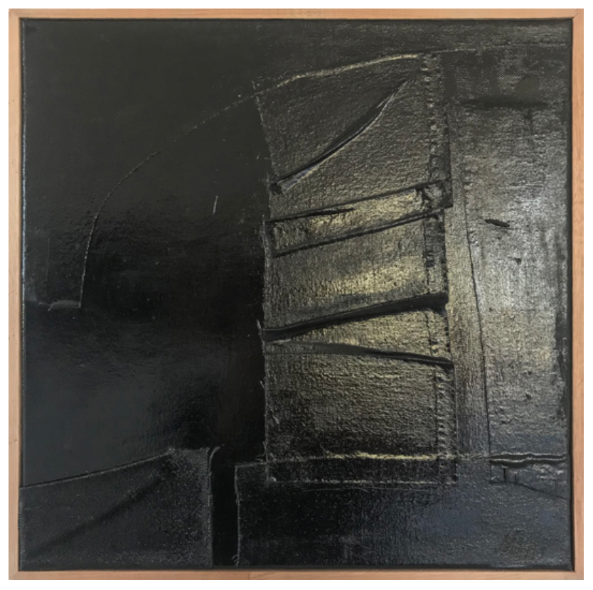 WET BLACK 2 MARCII MAGSON FABRIC & ENAMEL ON CANVAS ARTIST ORIGINAL