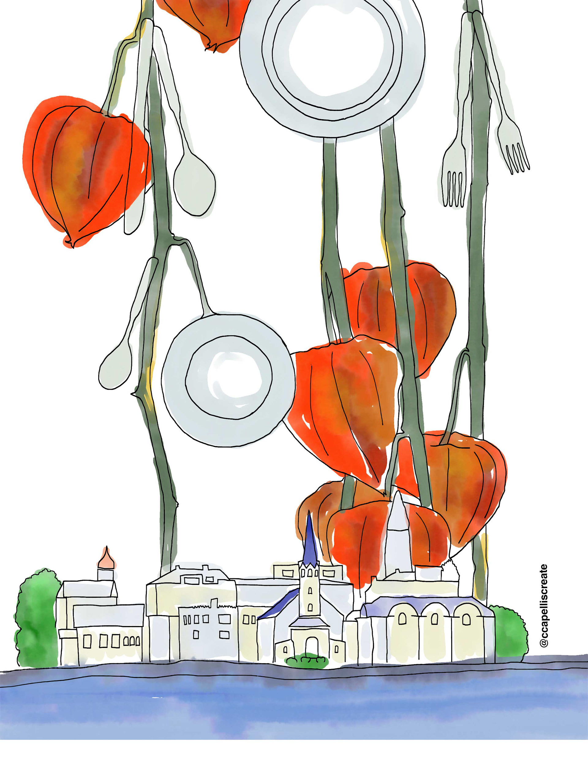 October 20 - Reykjavik, Table Setting, Chinese Lantern Plant
