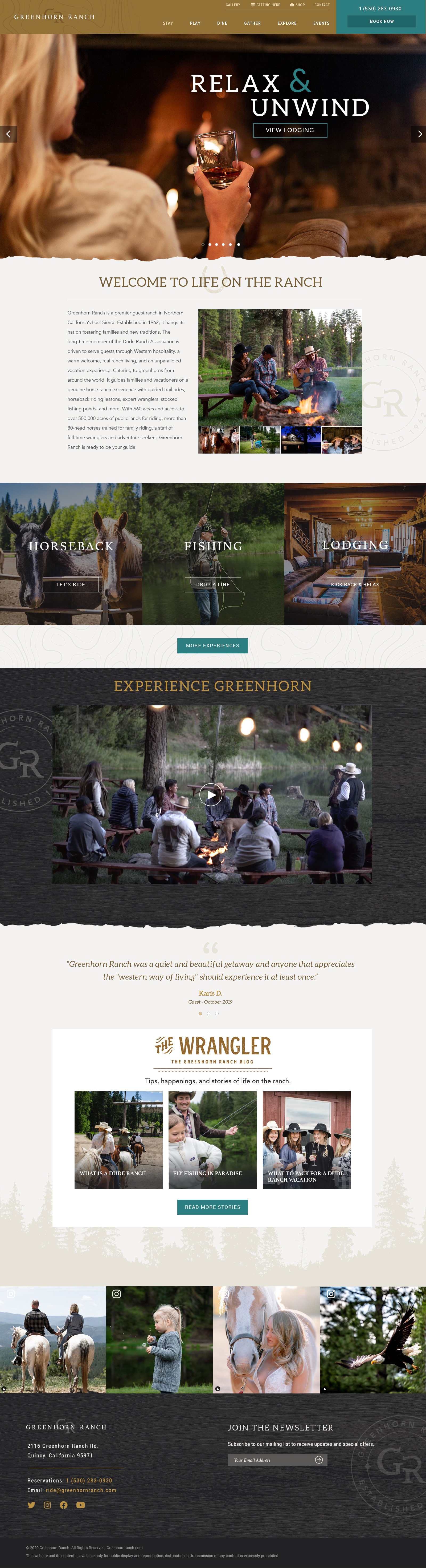 Greenhorn Ranch Homepage Layout