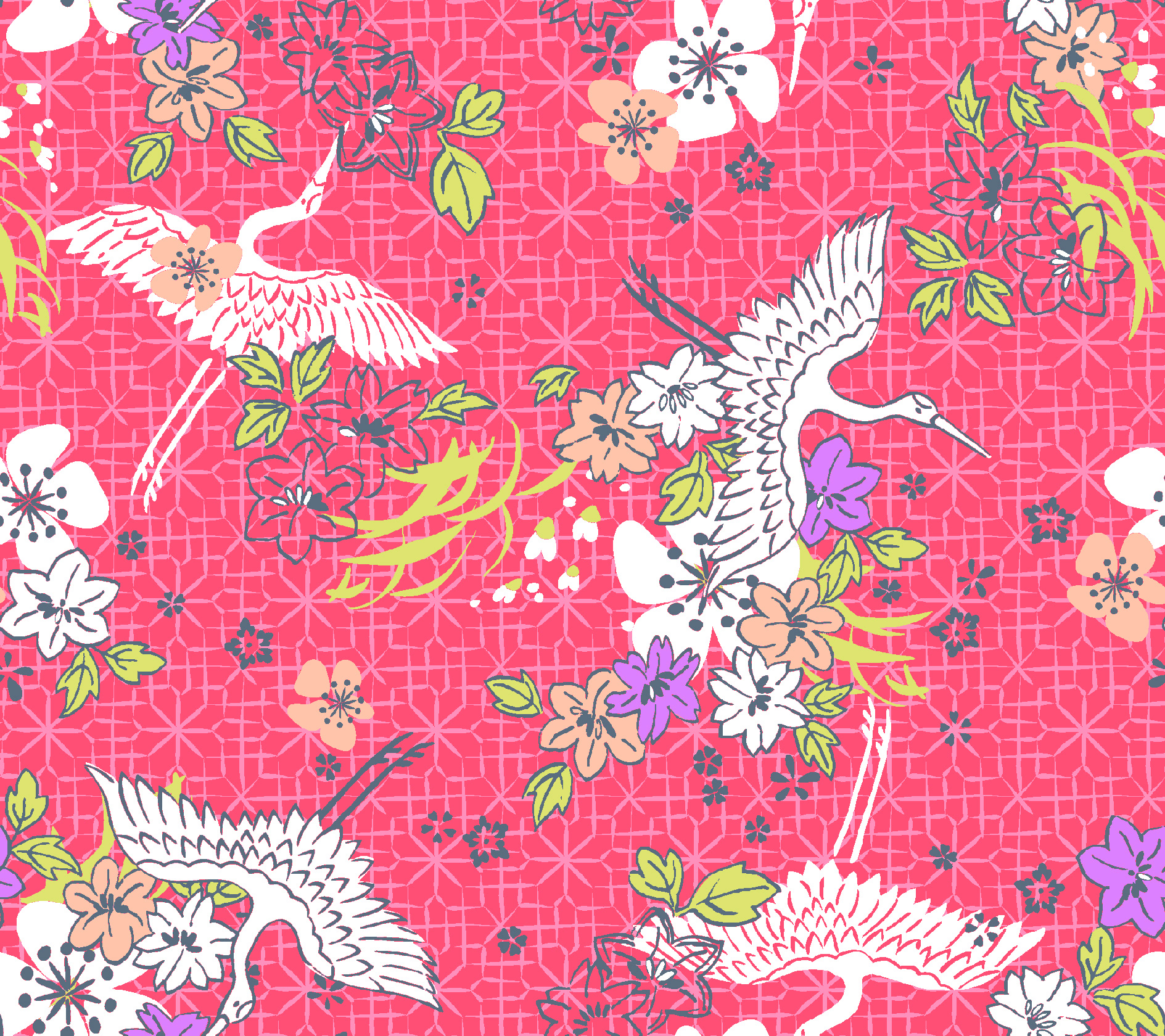 Flying Cranes textile print design