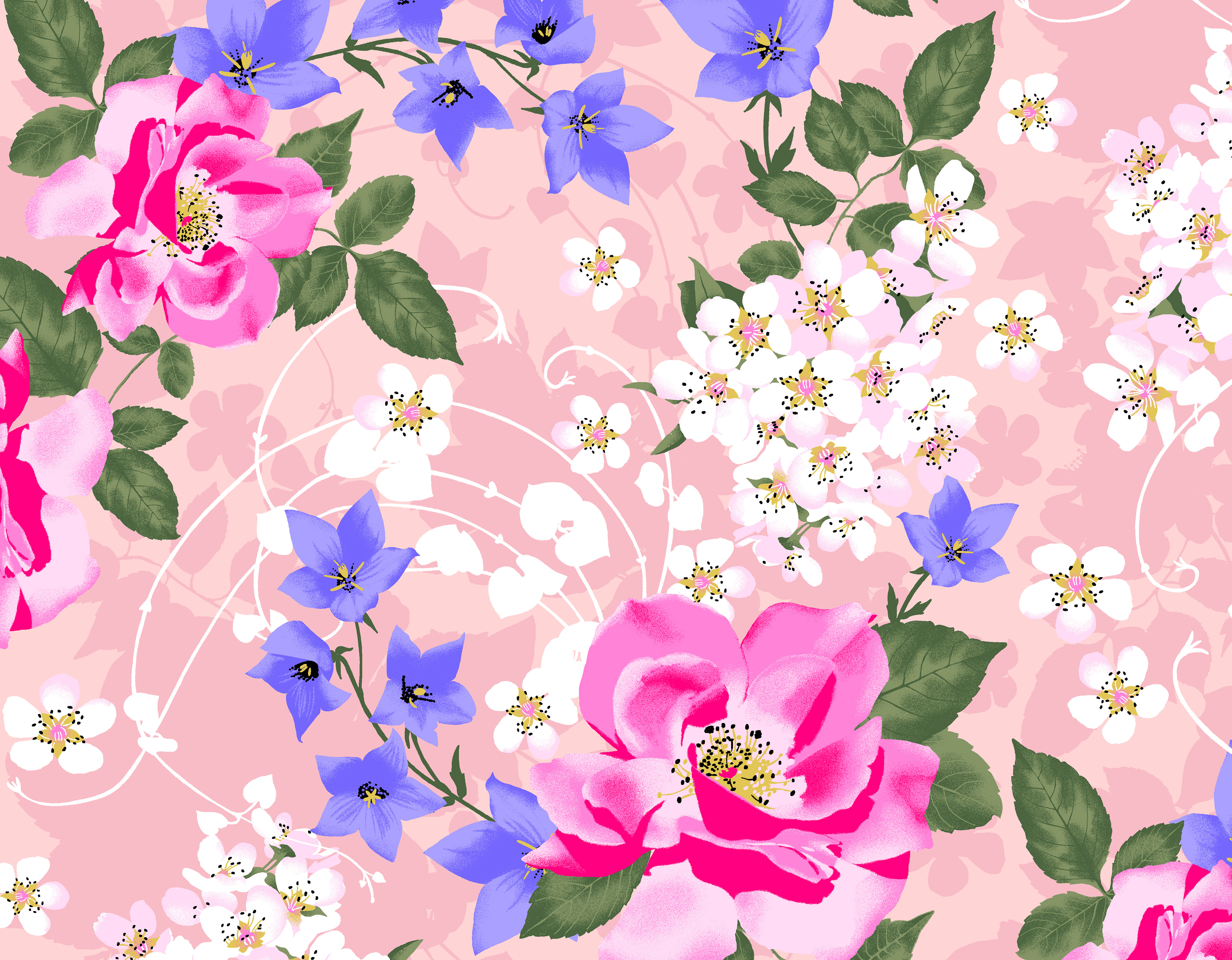 Romantic Floral AOP - pink Textile print design