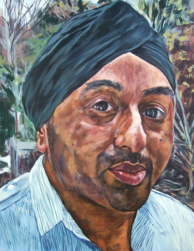Portrait of Sunni (Acrylic on Canvas) by Emma Knowles Manchester Artist