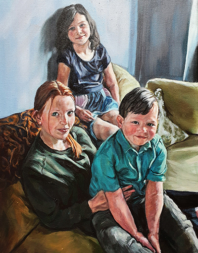 Family Portrait by Manchester based portrait Painter Emma Knowles