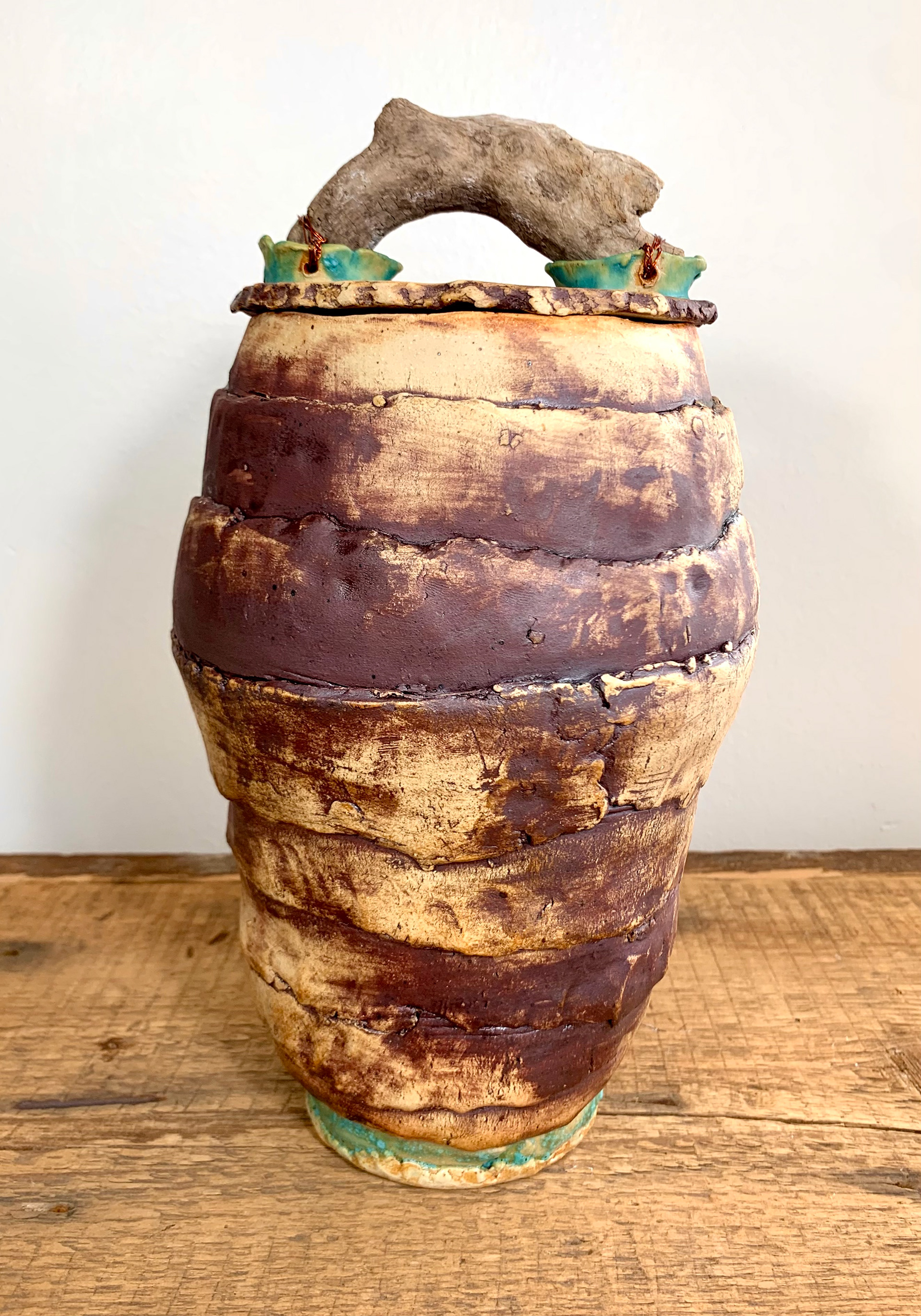 Mixed Media Lidded Jar/Vase
