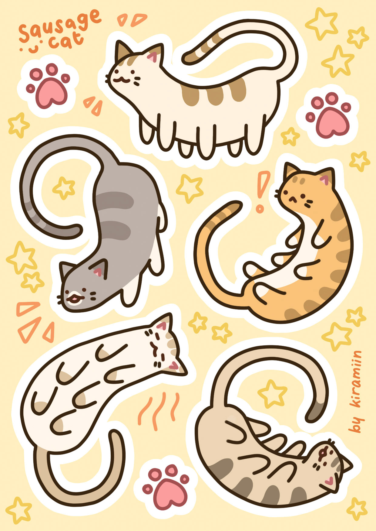 Holo Sausage Cat Sticker Sheet
