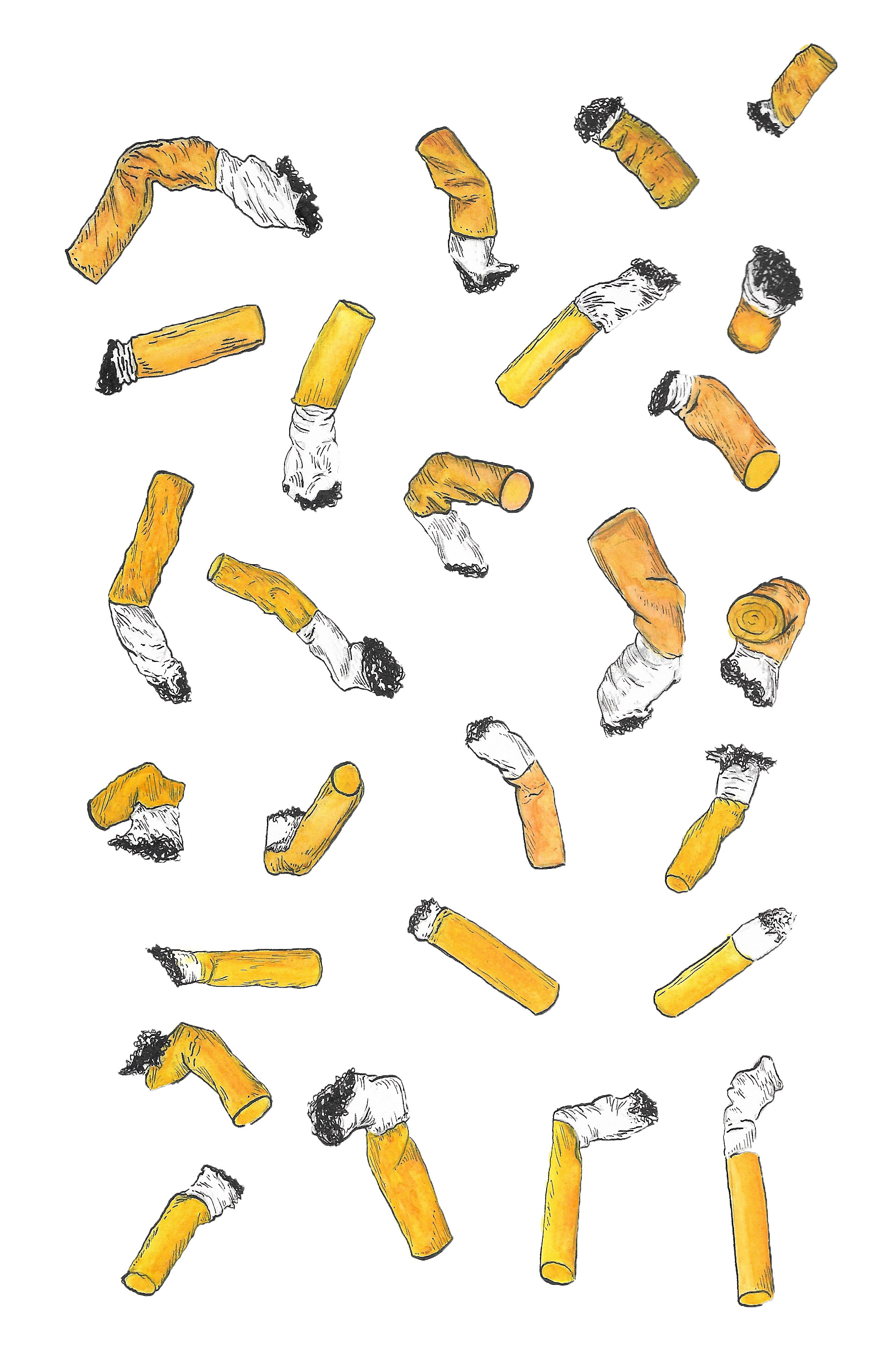 Traditional ink & watercolor