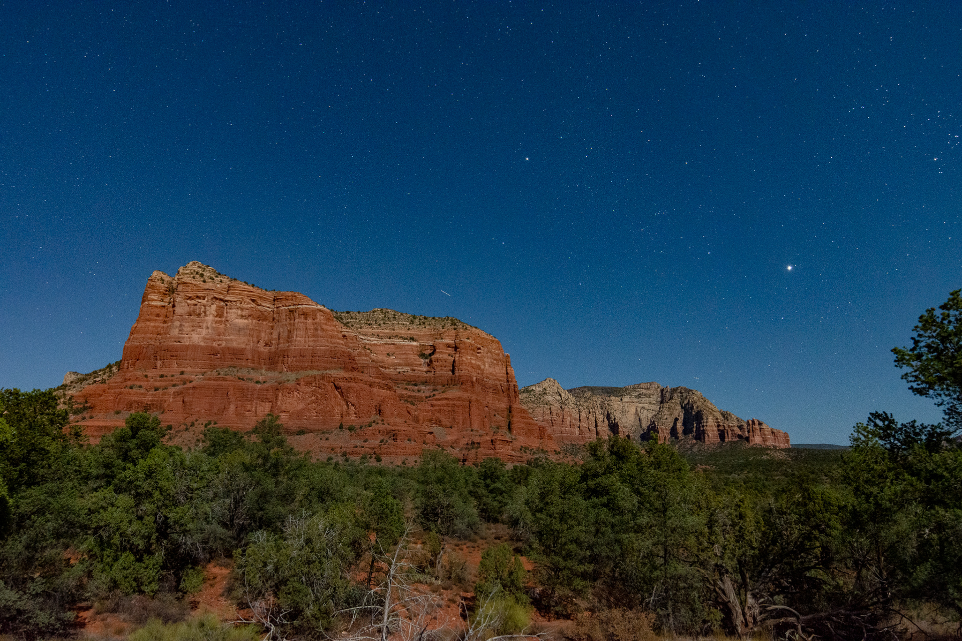 Stars over red rocks, Sedona, AZ