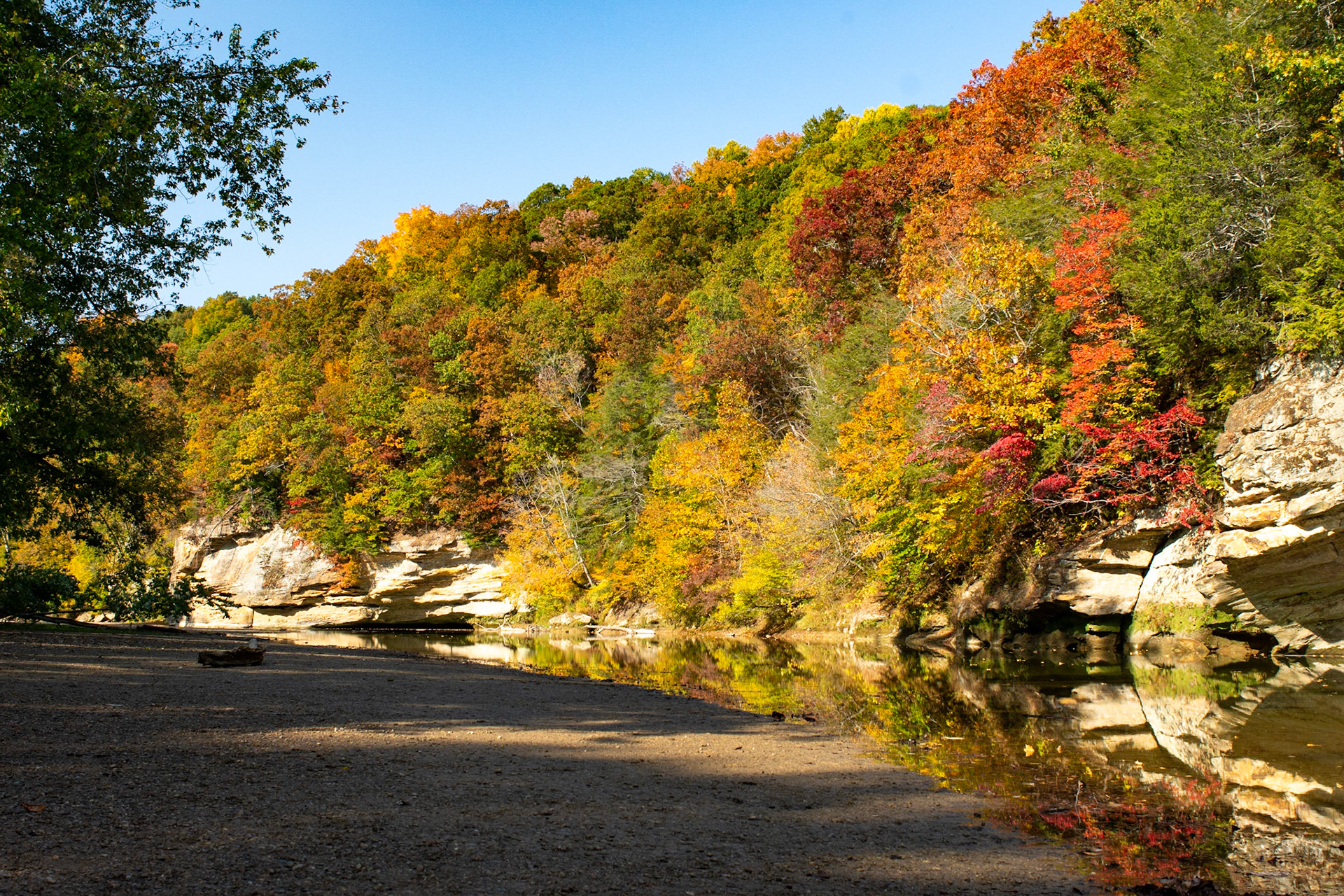 Sugar Creek river snakes its way through Turkey Run State Park.