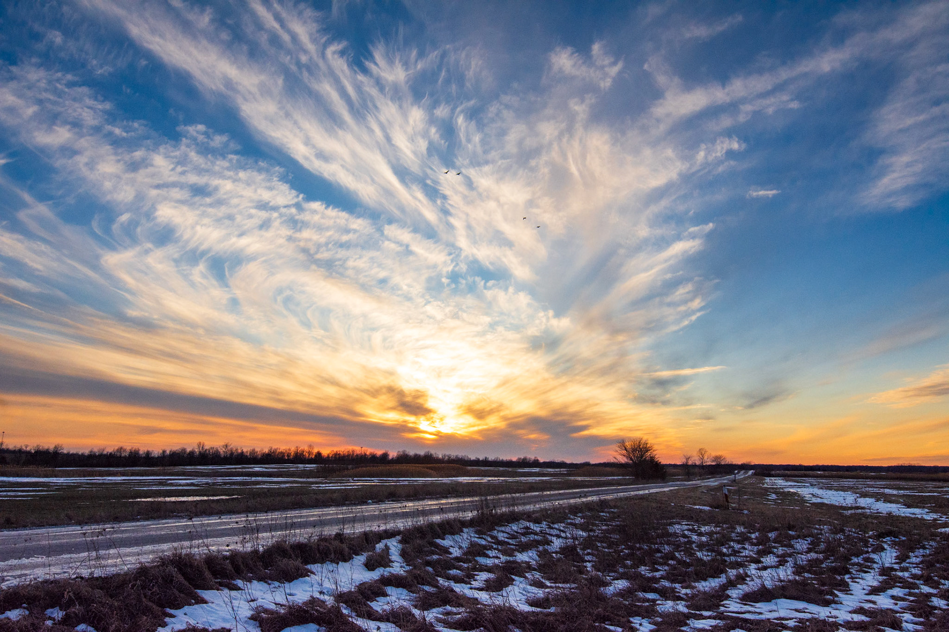 Sunset in rural country setting