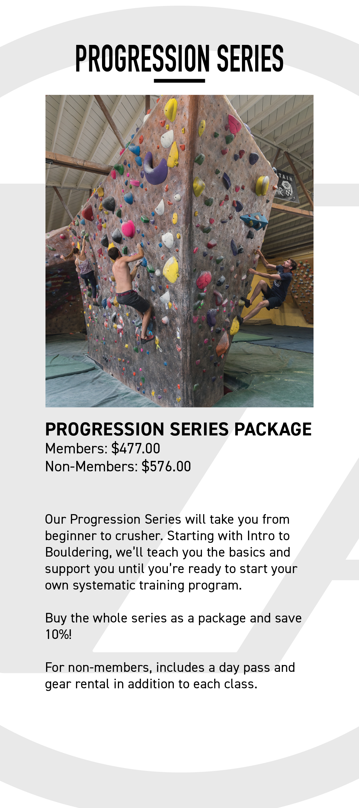 Insert on climbing lesson program