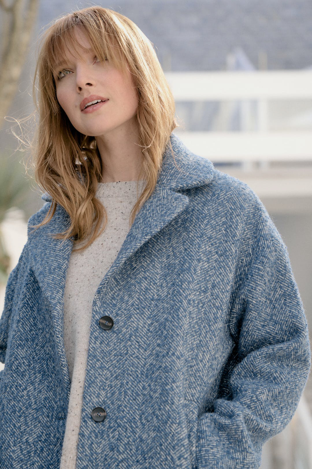 Cocoon Herringbone Coat