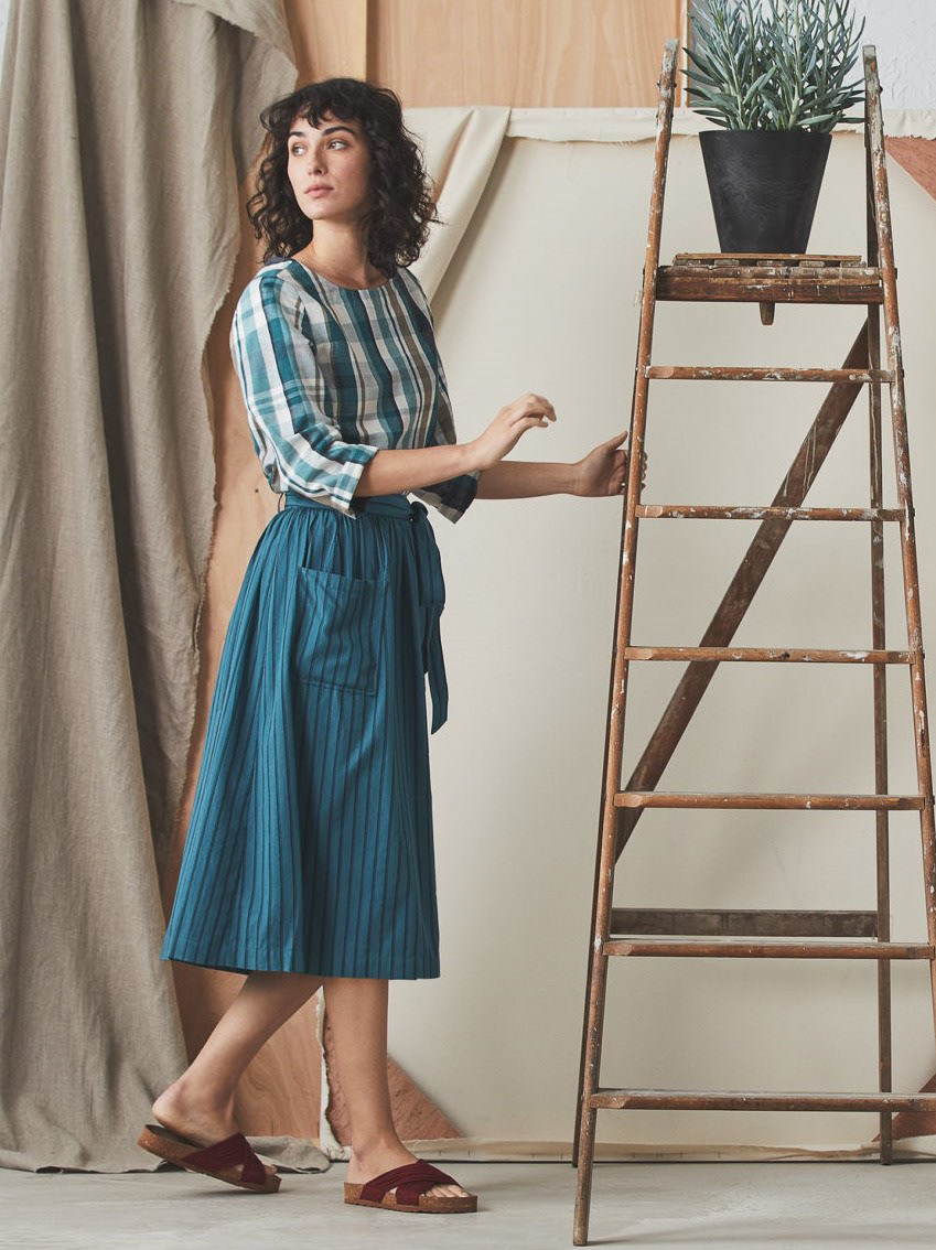 Overdyed Yarn Dye Cotton Skirt