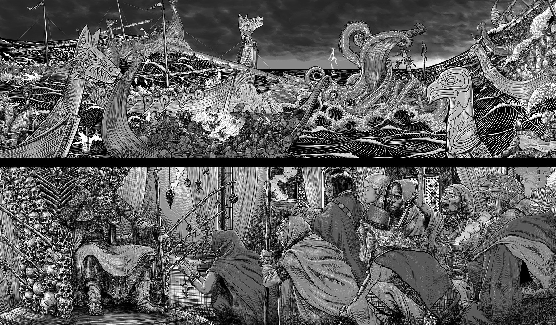 The Battle of Solvfjord and Gorm, from the Torchbearer: Middarmark RPG by Burning Wheel.
