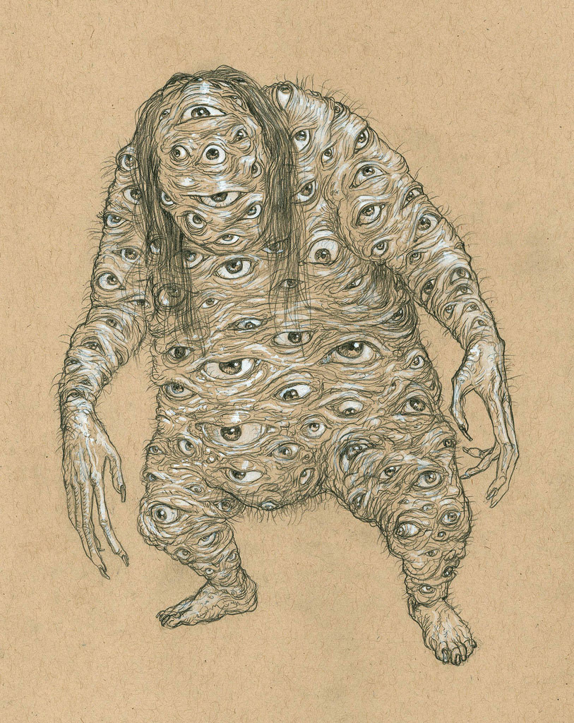 Hyakume, mechanical pencil and gouache.