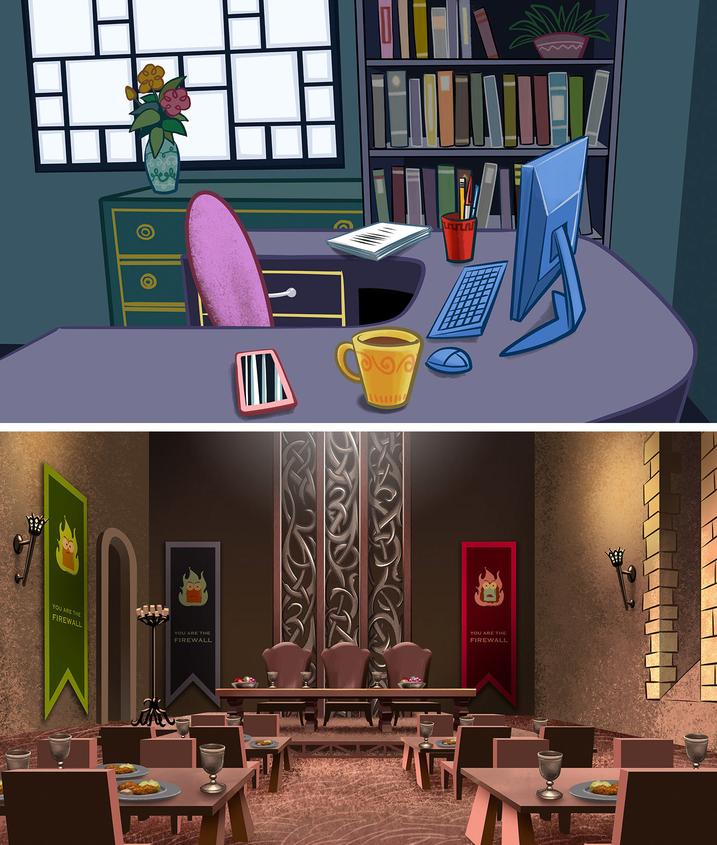 Backgrounds for two internal AT&amp;T animation projects