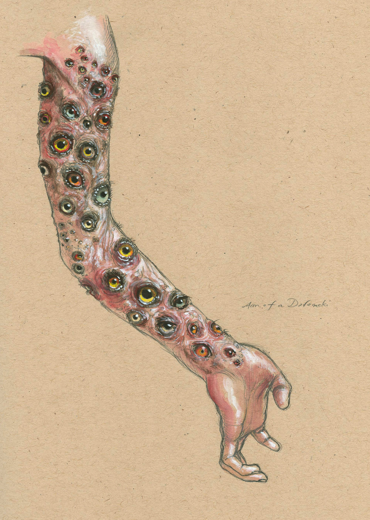 Arm of a Dodomeki, pencil, watercolor and gouache.
