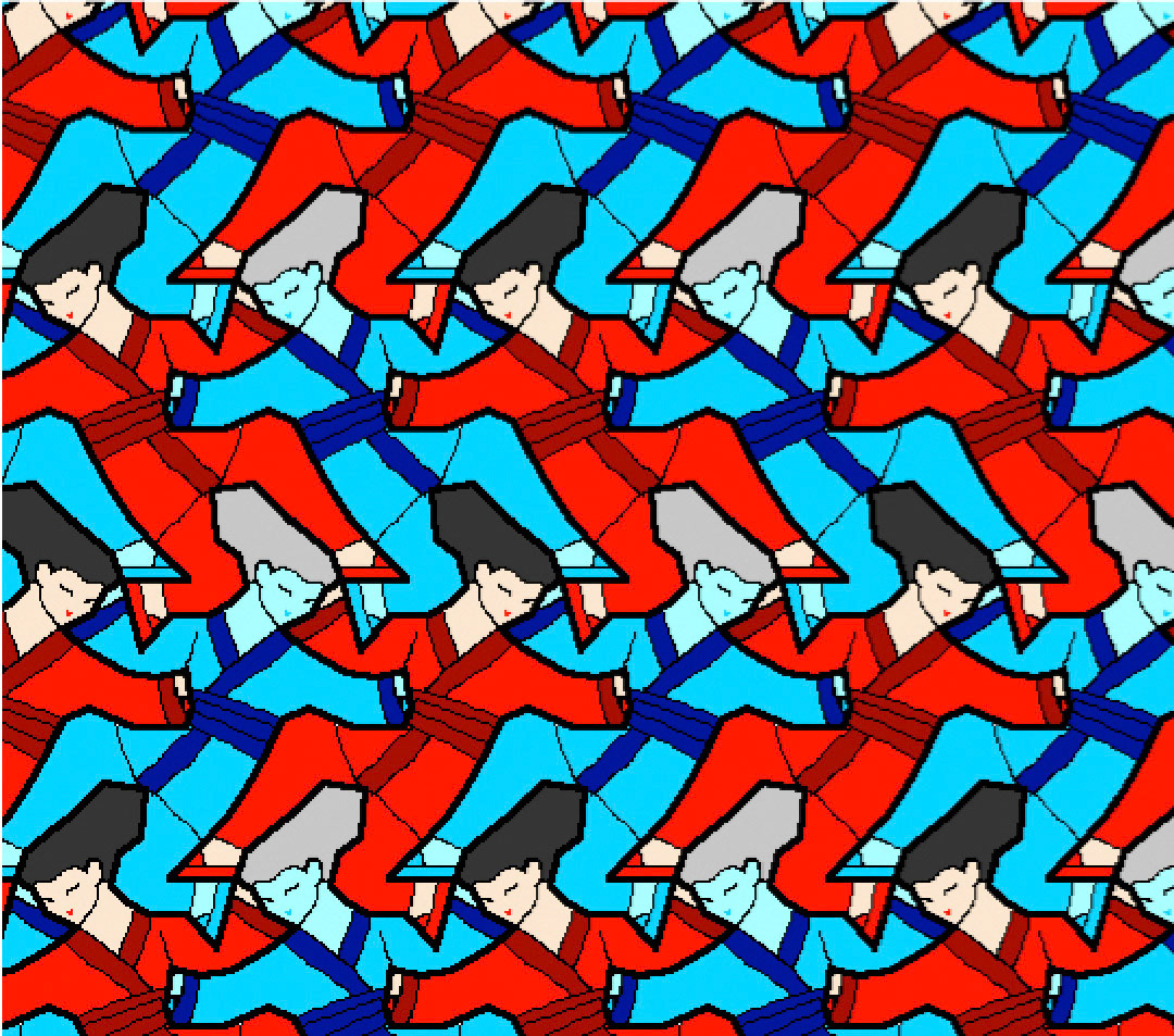 A rather crude tessellation created in Tesselmania, a 256-color program.