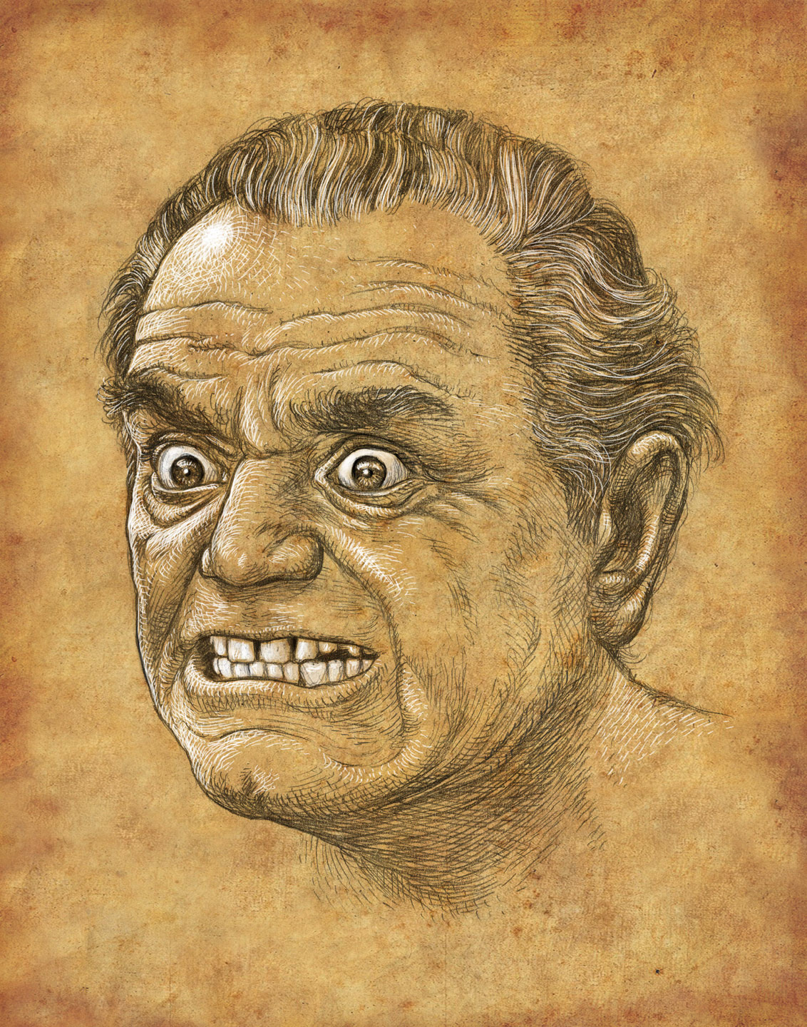 The Borg, mechanical pencil w/gouache highlights.