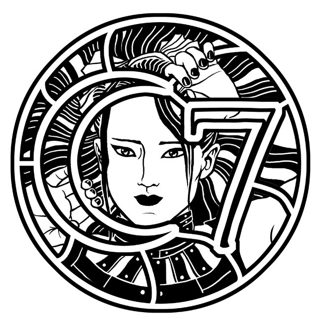 Logo for C7- Convergence 7, a gothic music and art festival held in New York City in 2001.