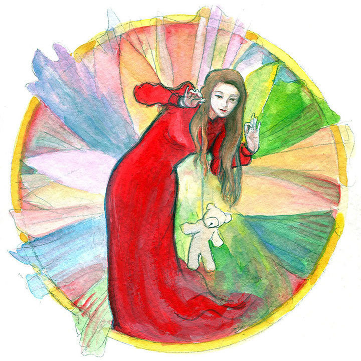 Christmas card for Ian, watercolor and gouache.