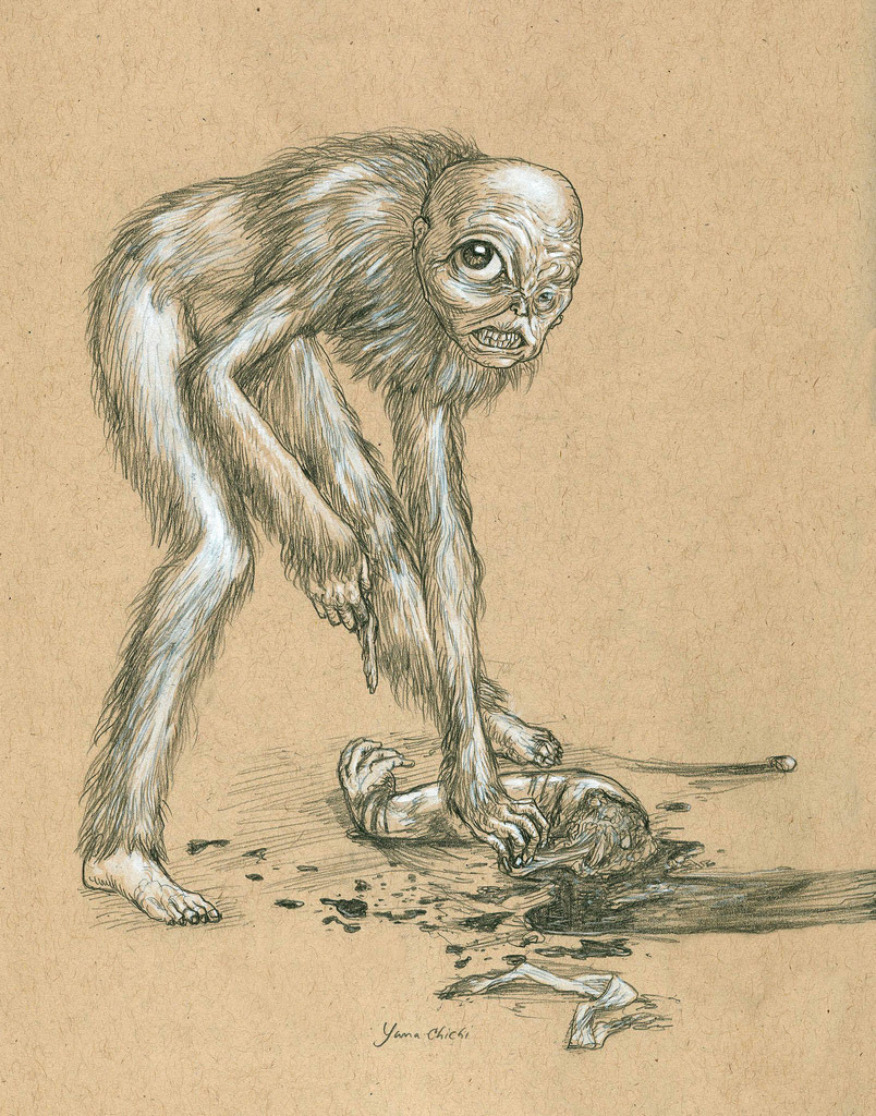 Yama Chichi, mechanical pencil and gouache.