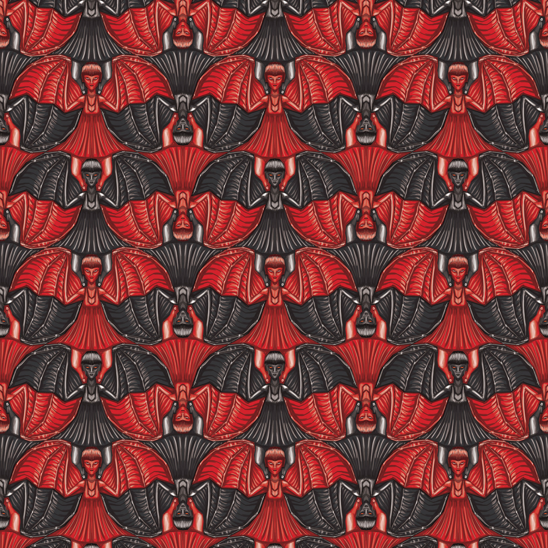 Bat-Winged Girl Tessellation