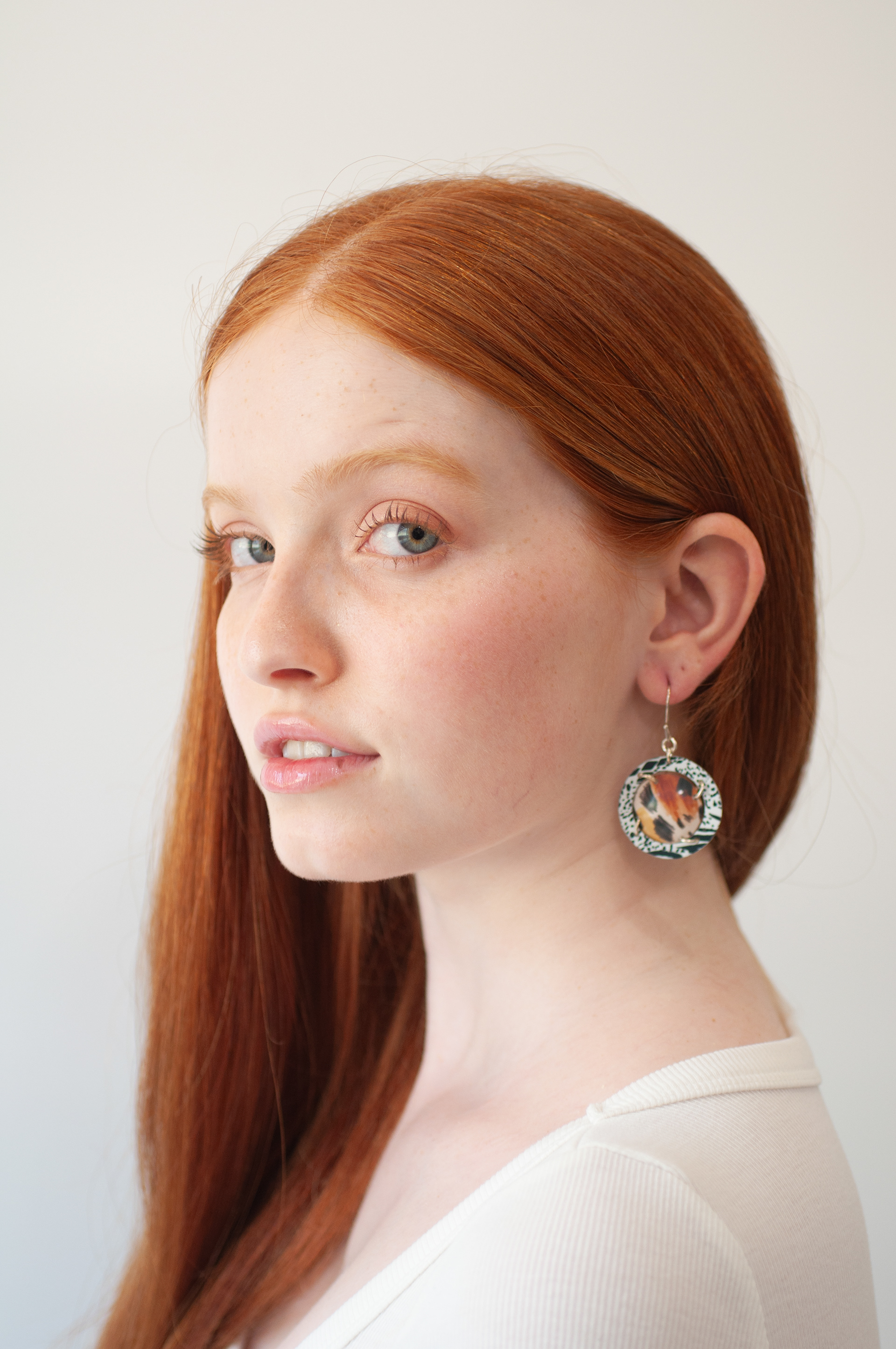 DOUBLE CIRCLE EARRINGS - leopard print