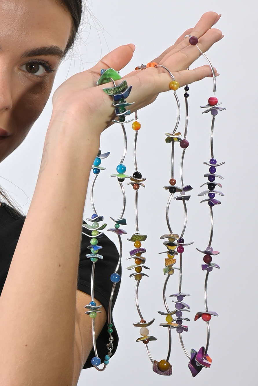 SILVER TUBE NECKLACES - various