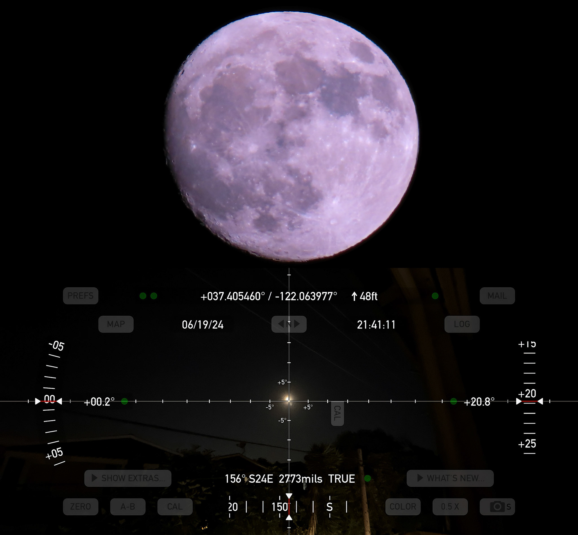 Waxing Gibbous Moon + Theodolite