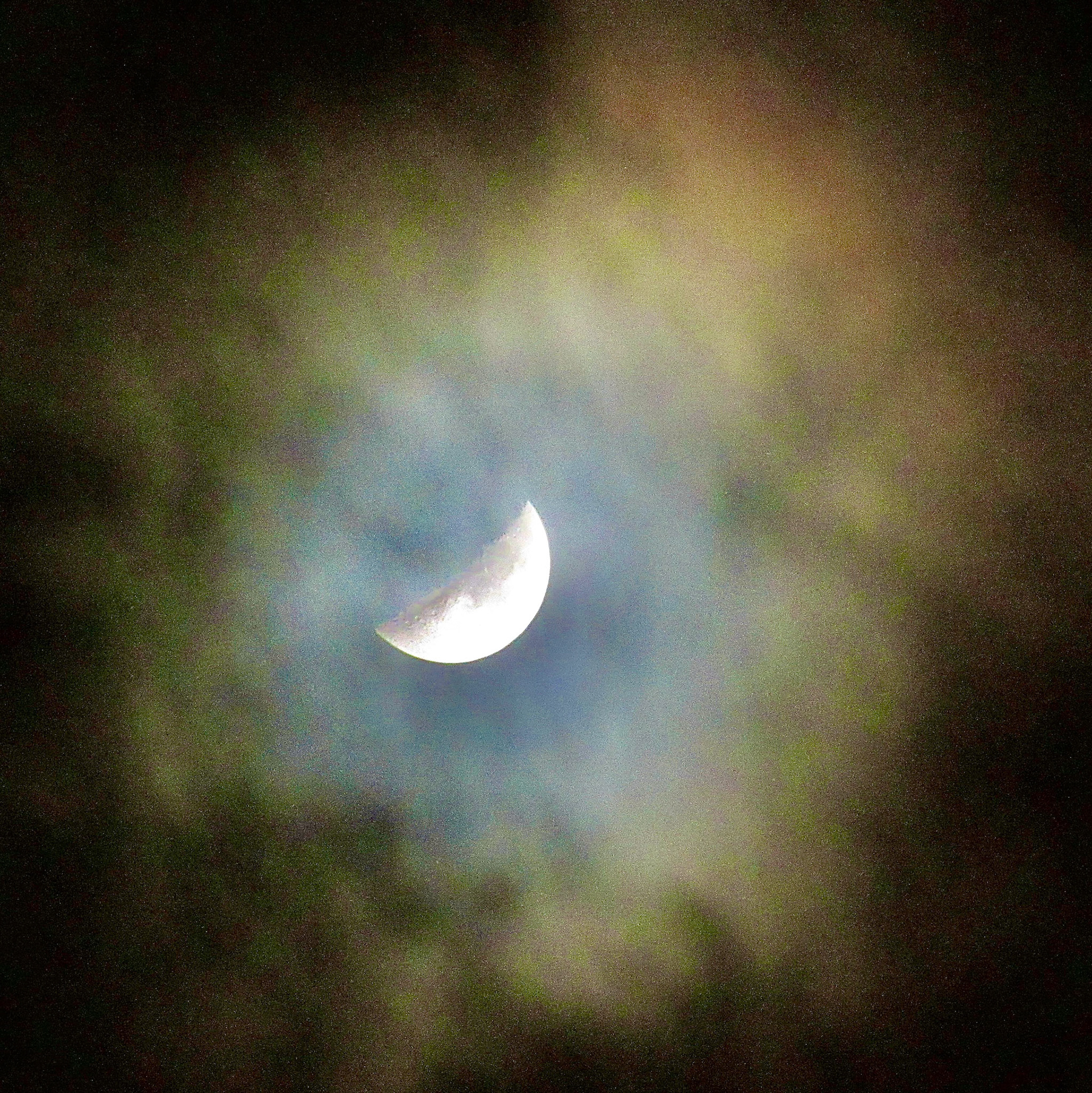 Waxing Crescent Moon thru Clouds