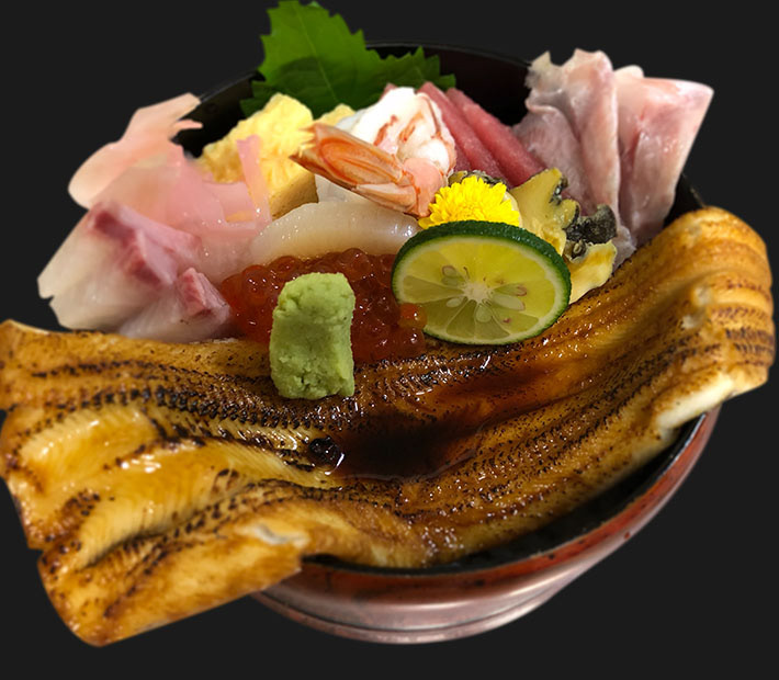 炙りはかりめ海鮮ちらし